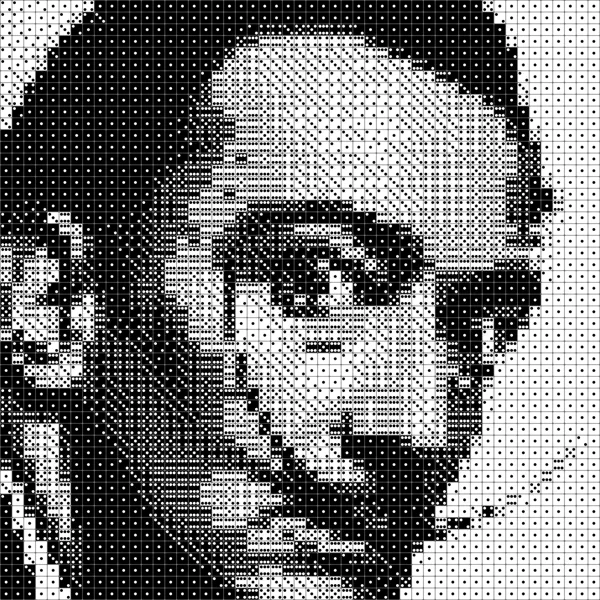 Salvador Dalí dice art portrait, 51×51 grid digital preview