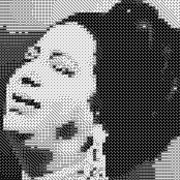 Umm Kulthum dice art portrait, 58×58 grid digital preview
